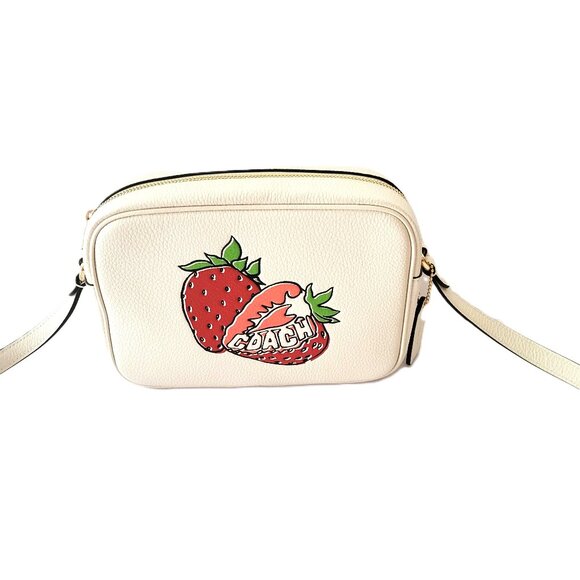 Coach CBA65 Strawberry Print Jamie Camera Bag Crossbody Chalk Multi - Picture 1 of 7